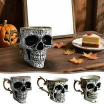 Hglyxoae Skull Coffee Mug Gothic Porcelain Tea Cup Ornates Gold-Trimmed-Skull Coffee Mug Funny Ceramic Tea Cup-Diabolical Bonehead Cup (C)