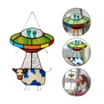 thumbnail image 1 of Eliaeconx Stained Glass Window Art - UFO Cow Design Hanging Panel for Door Decor (Multicolor), 1 of 9