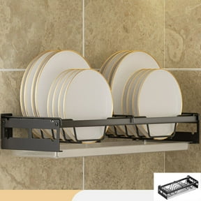 Hglyxoae Wall Mounted Stainless Steel Dish Drying Rack Non Perforated Bowl and Dish Rack Hanging Dish Drying Rack Multifunctional Bowl Storage Rack (A)