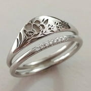 Hgrintd Clearance Deals Rings for Women Elegant Woman Simple 18K Silver Carved Rose Flower Ring Anniversary Gift