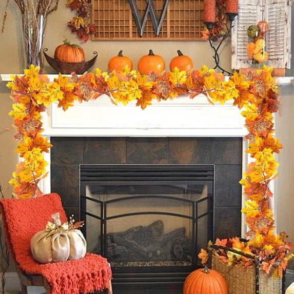 What Is Window Fall Hgsbede 6.56FT Holiday Artificial Maple Leaf Rattan Garland, Simulation ...