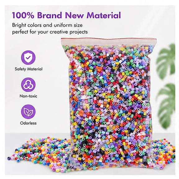 Hgtduk Beads, 100g Mixed Color Fuse Beads About 10000 Pcs, 15x10cm Plastic Bag
