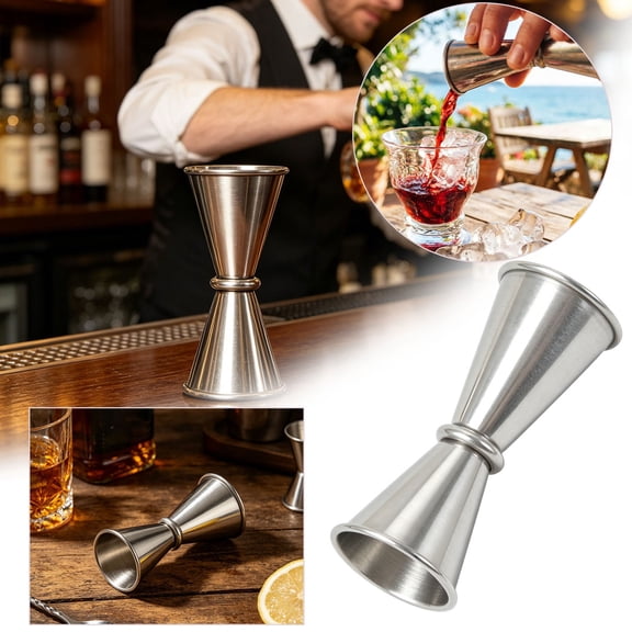 Hgtduk Double Jigger, Japanese Style Stainless Bar Measuring Jigger, 1 & 2 Oz Cocktail Tool for Home Bar, Mixing Drinks