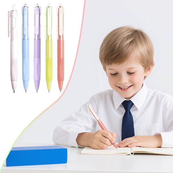 Hgtduk Retractable Ballpoint Pen, Fine Point 16cm Writing Tool, Smooth Pink Ink for Office, Pack of 5, Pink