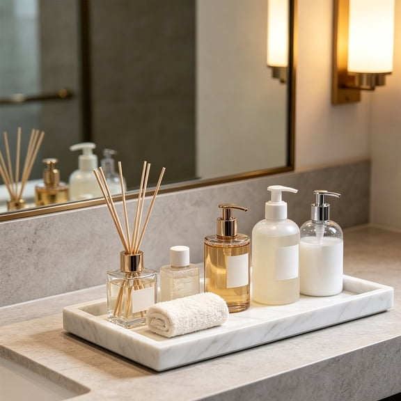 Hgtduk White Plastic Rectangular Tray for Bathroom