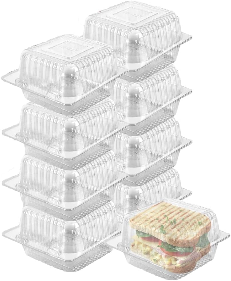 Hgudesign 100 Pack Clear Plastic Hinged Take Out Containers,5.3 x 4.7 ...