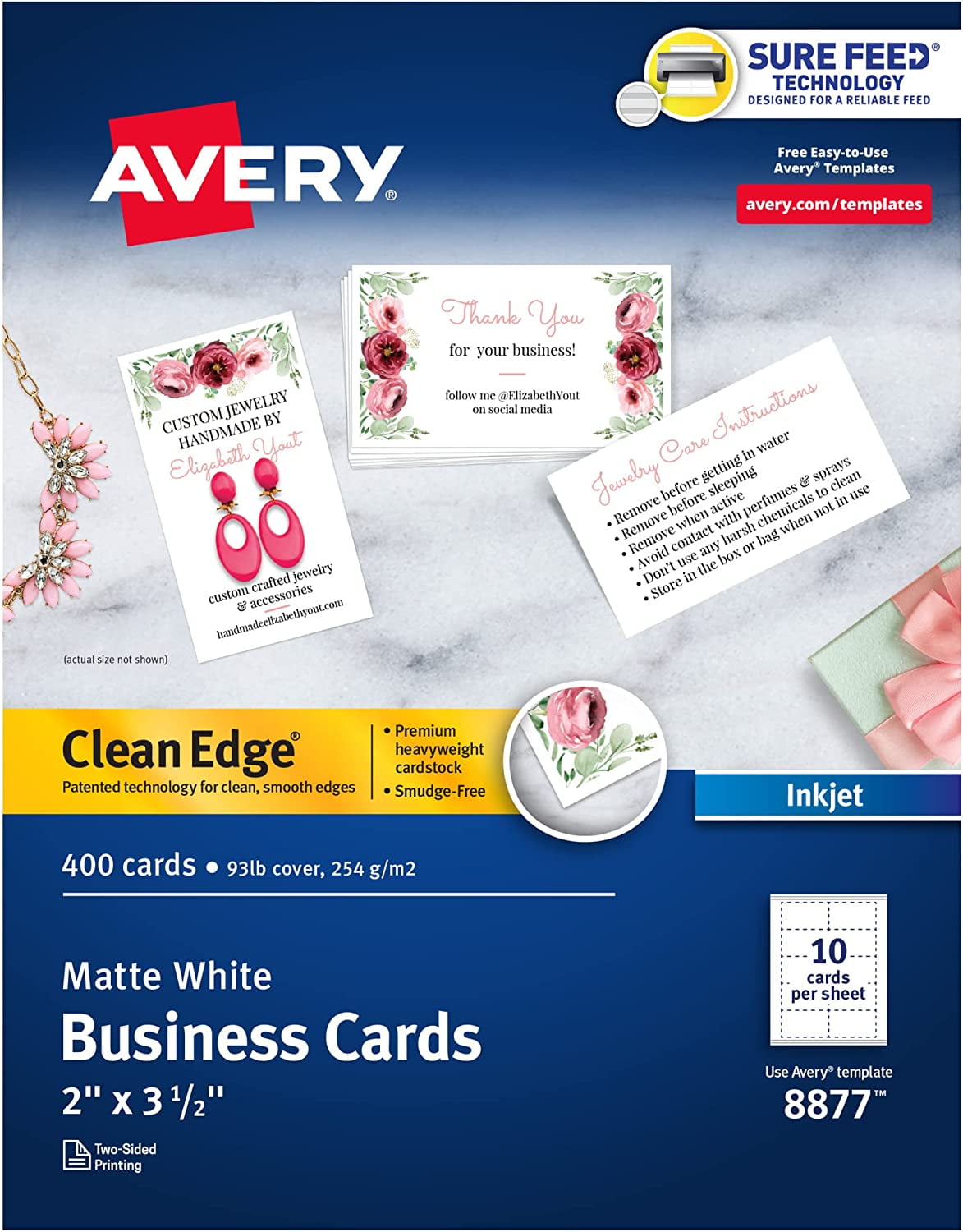 Hgudesign Clean Edge Printable Business Cards with Sure Feed Technolo ...