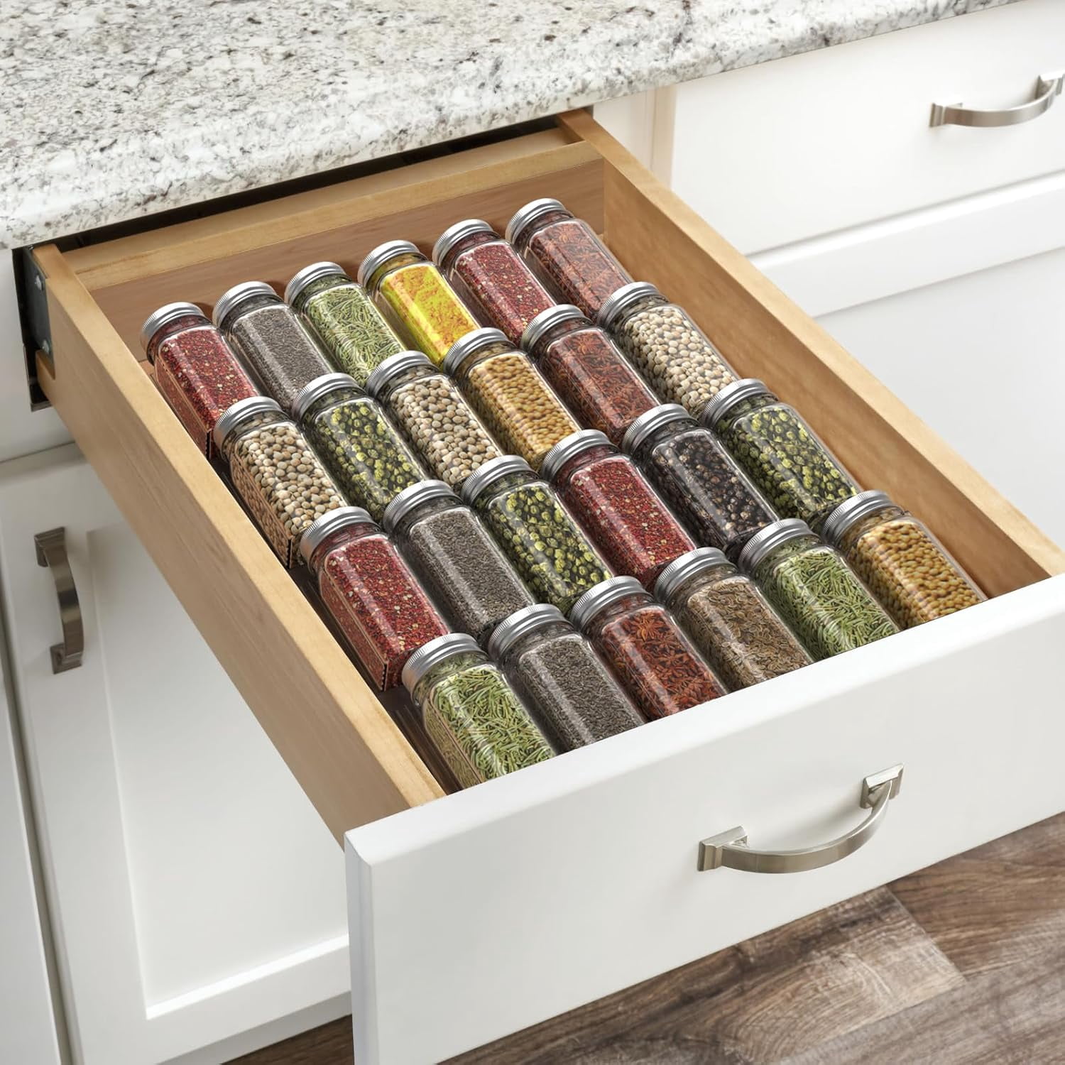 Hgudesign Spice Drawer Organizer, Spice Rack Drawer for Kitchen, 4 Tier ...