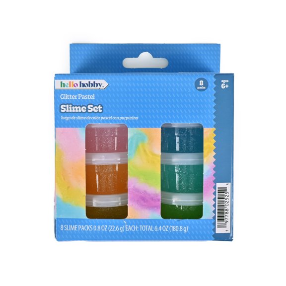 Hello Hobby Pastel Slime Pack, 8 Count, Sensory Play Set for Kids