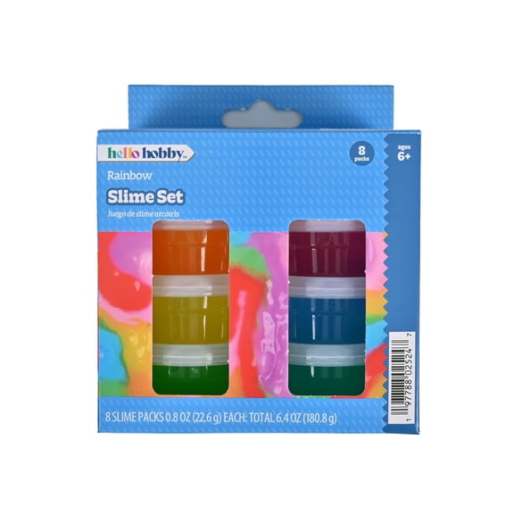 Hello Hobby Rainbow Slime Pack Sensory Play Set for Kids, 8 Count