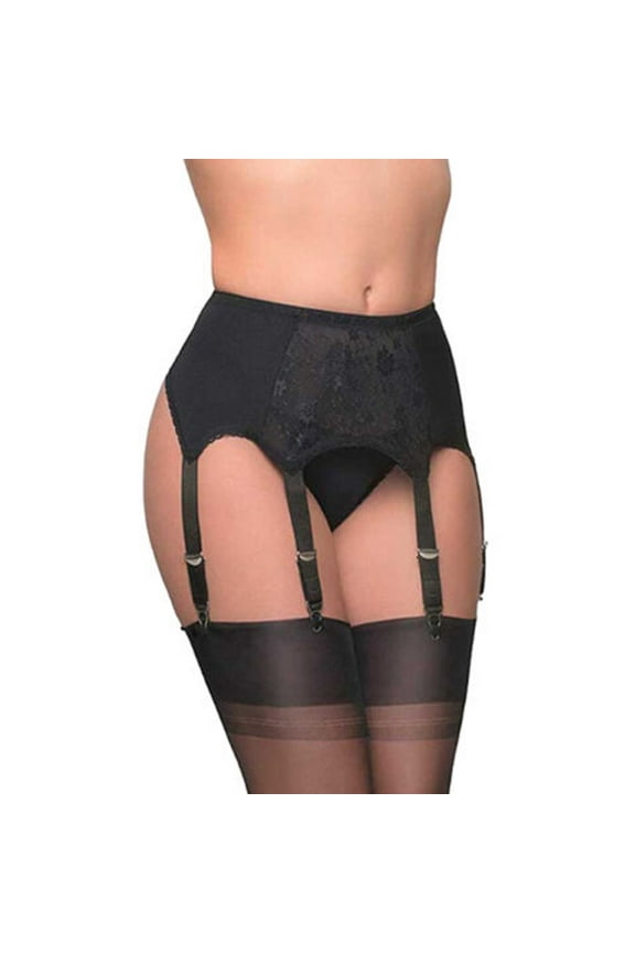 High Waist Garter Belt Mesh Suspender Belt 6 Straps Garter Belt