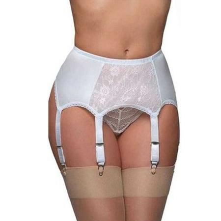 Hhchenyulemon High Waist Garter Belt Mesh Suspender Belt 6 Straps Garter Belt