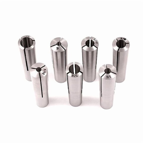 Hhip 1/8 to 1/2 in (By 16ths) MT2 7 Piece Round Collet Set 3900-0850