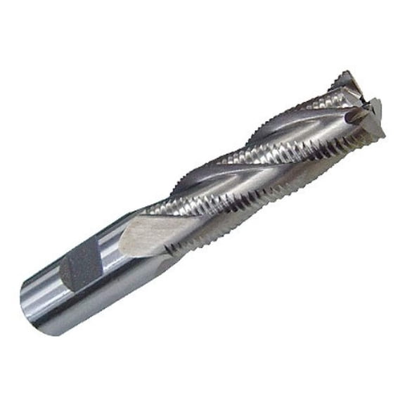 HHIP Flute Cobalt Fine-Pitch Roughing End Mill, 1/4" x 3/8" x 1/4" Cutting Dia, 3/8" Shank, Cutting Length, OAL 4 Teeth