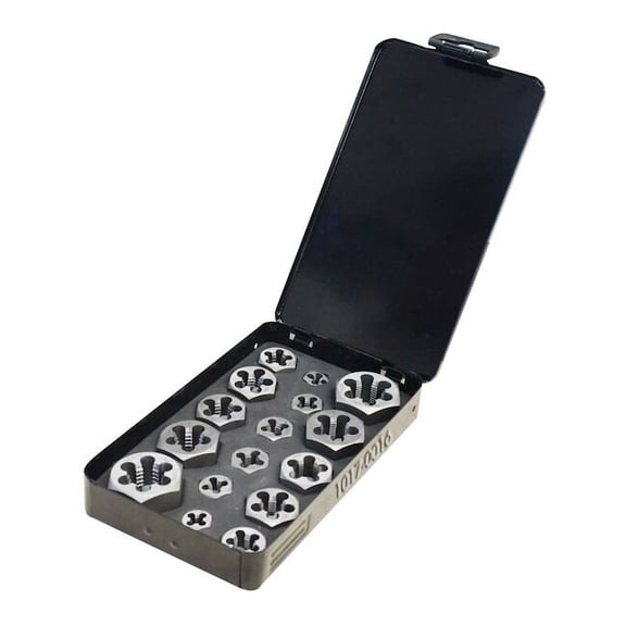 Hhip 16 Piece 1/4-3/4" Hexagon Rethreading Die Set 1017-0016