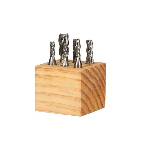 Hhip High Speed Steel End Mill Set,w/3/8" 8000-0002