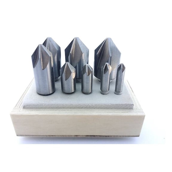 Hhip 1/4-1" 8 Piece 82 Degree 6 Flute High Speed Steel Countersink Set 2001-3001