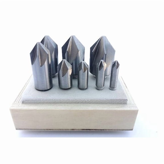 Hhip 1/4-1" 8 Piece 82 Degree 6 Flute High Speed Steel Countersink Set 2001-3001