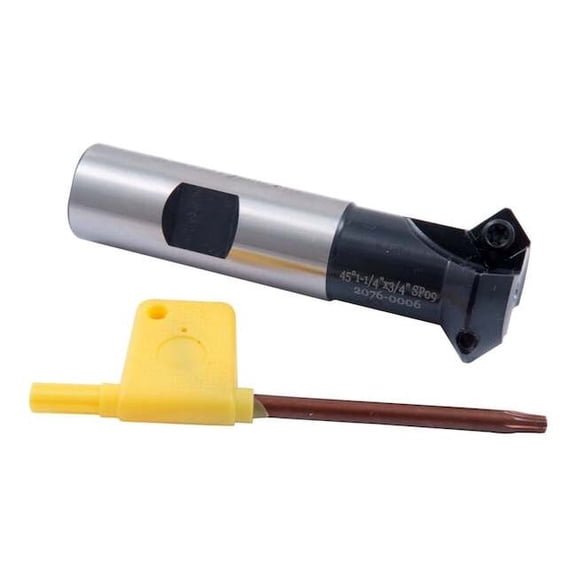 45 Degree 1-1/4" X 3/4 Shank 2-Insert Indexable Chamering End Mill 2076-0006