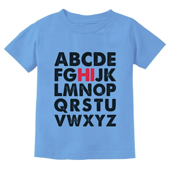 "Hi" Alphabet Themed Toddler Kids T-shirt - Unique Back To School Outfit - Educational Alphabet Graphic Tee - Memorable First Day of School Apparel - Cute Kids Learning T-Shirt - 5/6 California Blue
