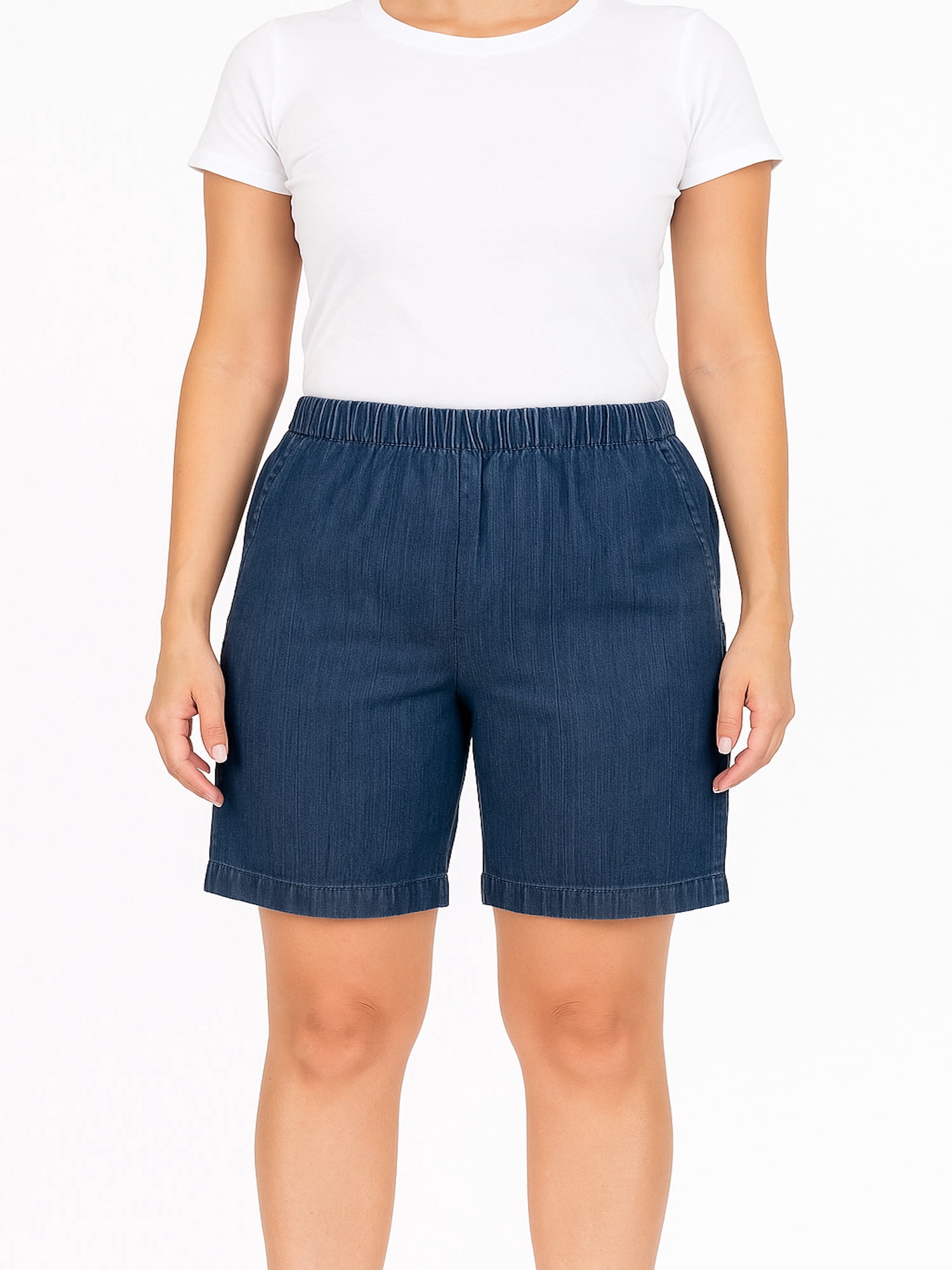 Hawaiian Reserve Collection Women’s Elastic Waist Denim Bermuda Shorts