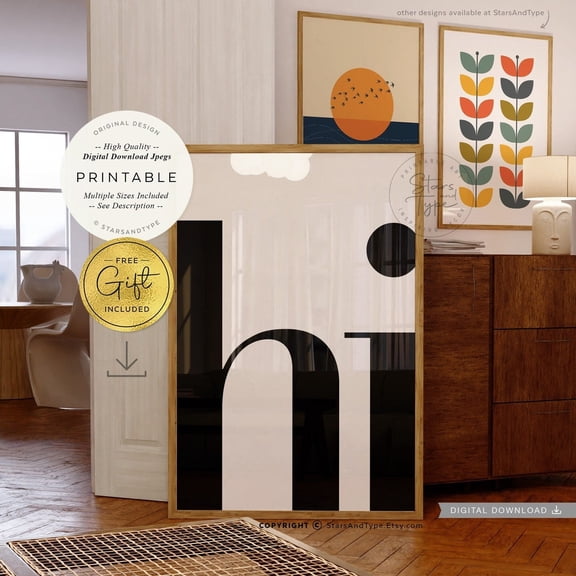 Hi Bold Typography Welcome Poster, Unframed Size 16x24