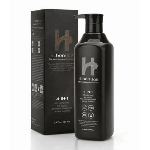 Hi.Bon Hair Backwards Aging Shampoo 4 In 1 Refreshing Scalp/Anti Hair Loss/Recovering Hair Damage/Gray Hair Treatment 400ml/ 13.5 fl oz