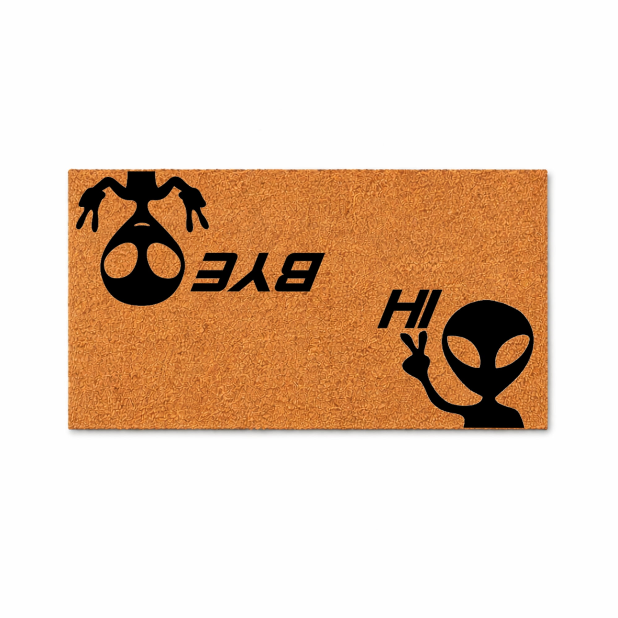 Hi Bye Alien Graphic Doormat, Funny Entryway Welcome Mat, Outdoor Indoor Door Mat (24x36 inches) WoodByStu 5152