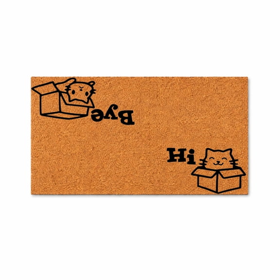 Hi Bye Cat Doormat, Funny Cats in Boxes, Welcome Door Mat, Cute Kitty Entryway Rug, Indoor Outdoor Front Porch Mat 5386 (16x24 inches) 5386