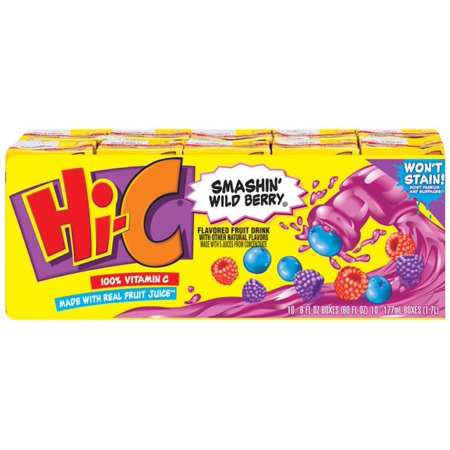 HiC Juice Box Wild Berry With Calcium , 10 CT (Pack of 4)