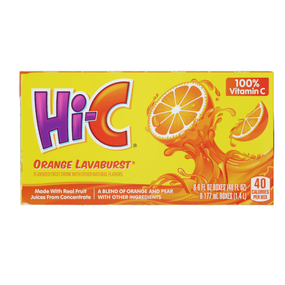 Hi-C Orange Lavaburst Juice Drink Cartons, 6 fl oz, 8 Pack