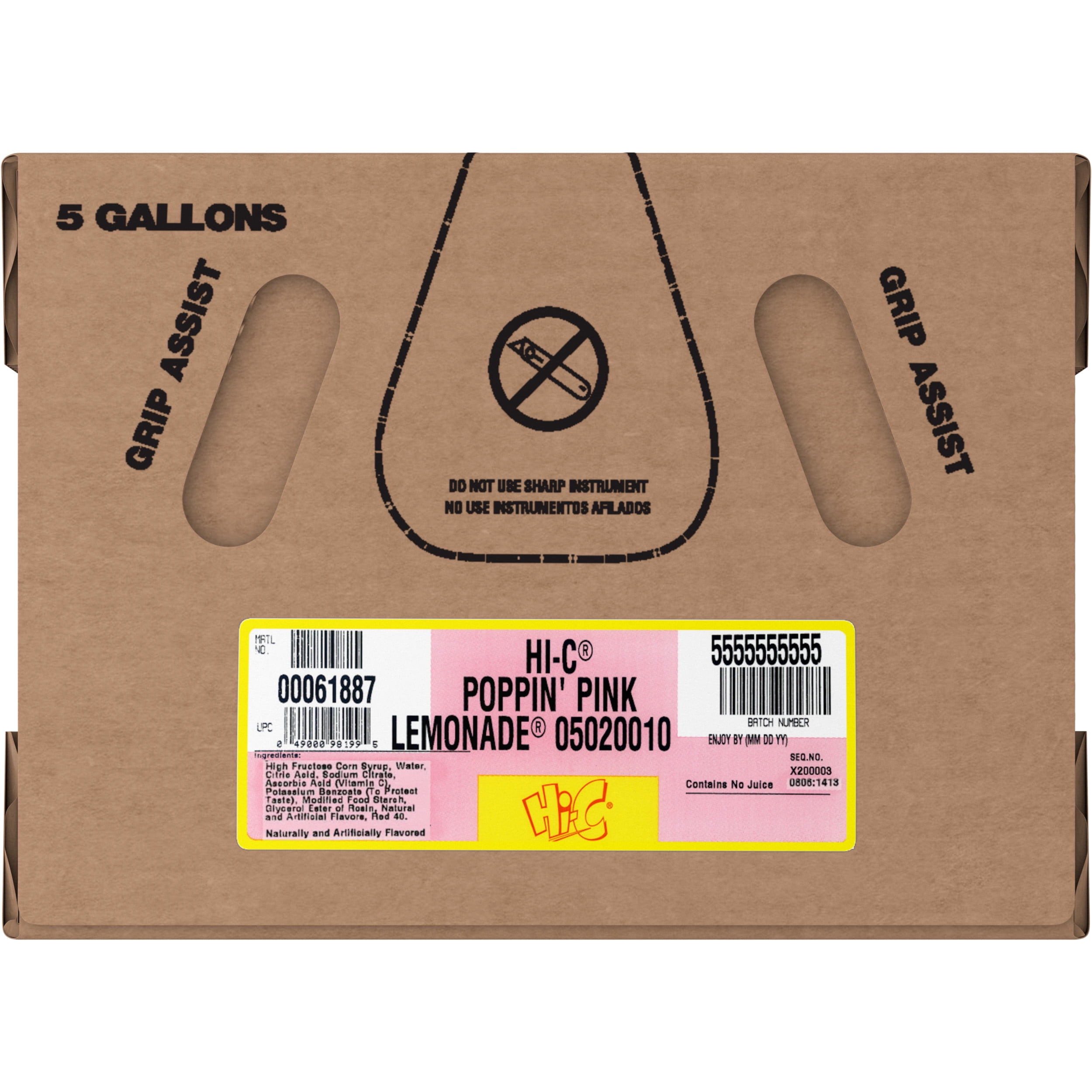 HiC Pink Lemonade Bag in box, 5 Gallons