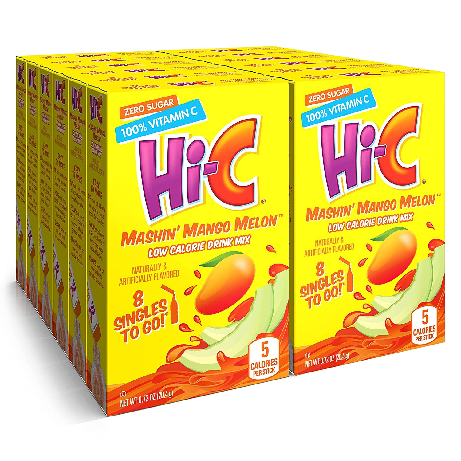 Hi-C Singles to Go Mashin' Mango Melon, Zero Sugar Powdered Drink