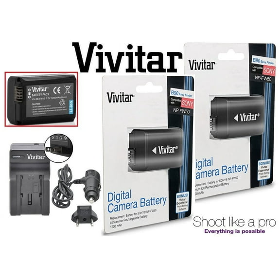 Hi Capacity 2-Pcs NP-FW50 Li-Ion Battery With Rapid Charger For Sony A3000 A5000 A5100 A6000 A6300 A6500