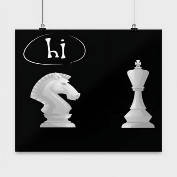 Hi Chess Figures Board Game Art - Chess Enthusiast - 13x13 Poster Print - Black Wall Art