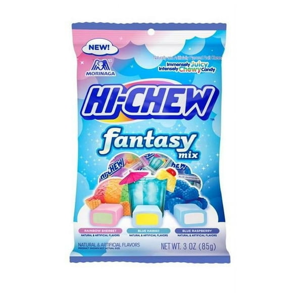 Hi-Chew 3 oz Blue Hawaii, Blue Raspberry & Rainbow Sherbet Chewy Candy - Pack of 6