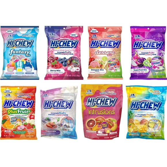 Hi Chew 8 Exciting Variety Pack, Fantasy, Berry, Dessert, Superfruit, Plus Fruit, Yogurt, Infrusions, Tropical (Pack of 8)