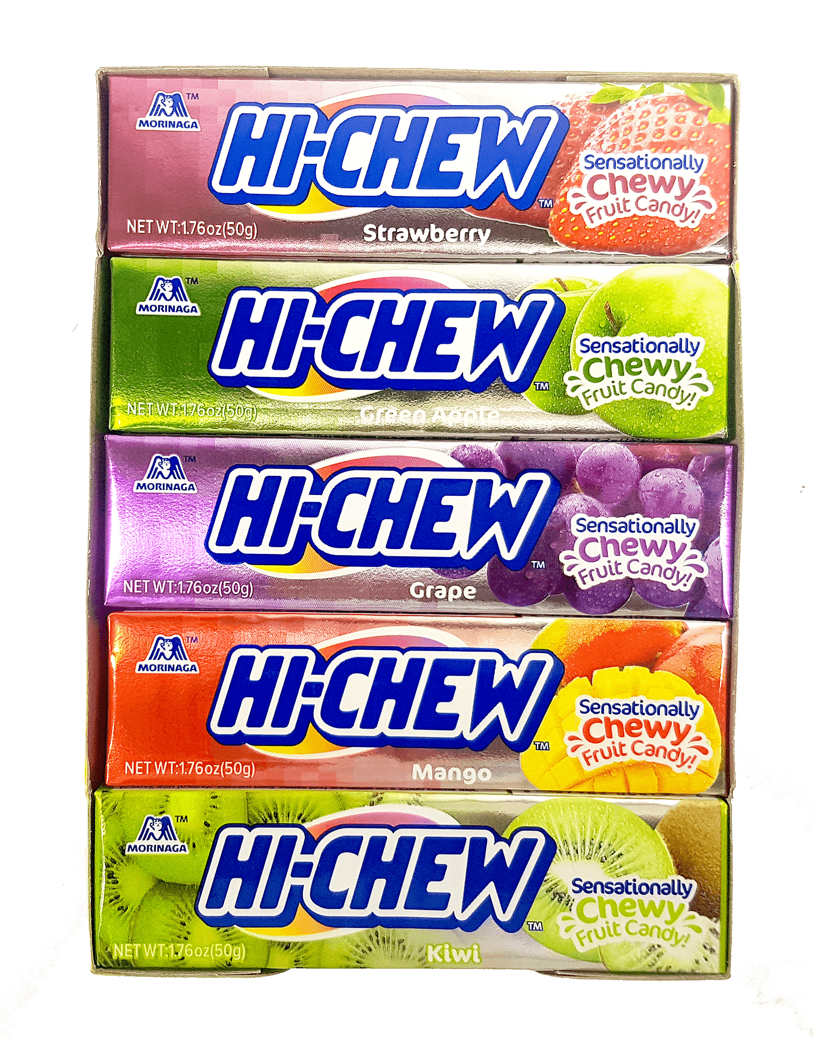 Hi-Chew Chewy Fruit Candies Variety Flavors 10-Pack  10 X 1.76 Oz. By Morinaga (Strawberry, Green Apple, Grape, Mango, Kiwi)