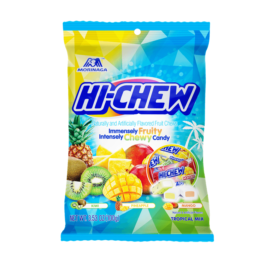 Fruit Chews, Tropical, Peg Bag 3.53 oz, 6/Carton Fruit Chews, Tropical, Peg Bag 3.53 oz, 6/Carton