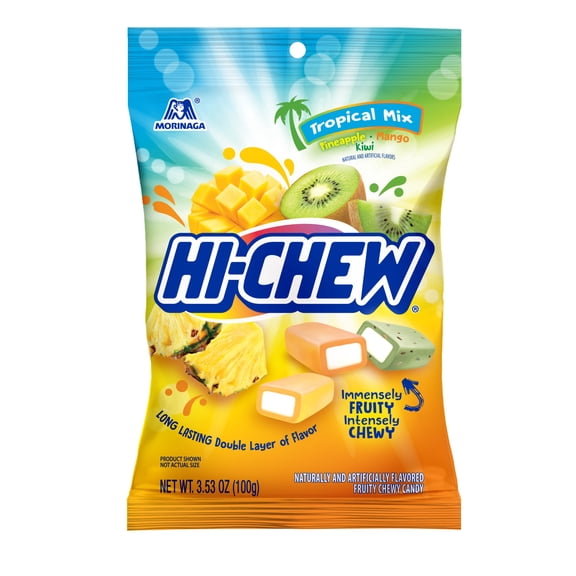 HI-CHEW Tropical Mix, 6 Bags, 3.53oz each - Kiwi, Pineapple, Mango - Unique Fun Soft & Chewy Candy - Immensely Juicy Fruity Candy Flavors, Individually Wrapped for Sharing