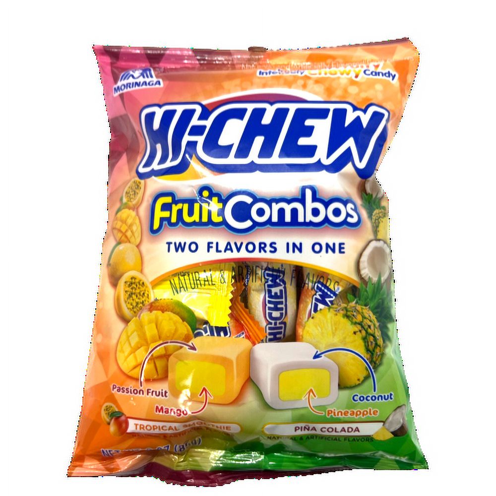 Hi Chew Fruit Combos Tropical Smoothie Pina Colada 3 oz. Bag
