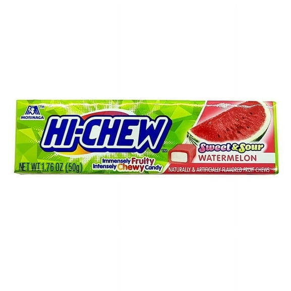 Hi-Chew Stick SWEET & SOUR WATERMELON by Morinaga Fruit Chewy Candy 1.76 Oz. (Pack of 10)