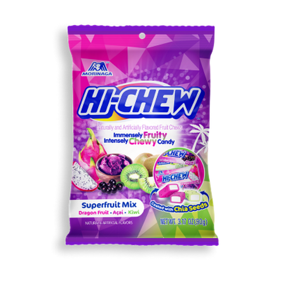 HI-CHEW Superfruit Mix, 6 Bags, 3.17oz each - Kiwi, Acai, Dragonfruit - Unique Fun Soft & Chewy Candy - Immensely Juicy Fruity Candy Flavors, Individually Wrapped for Sharing