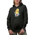 thumbnail image 1 of Hi Chicky, Let's Have Some Spring Tea, Chick in a Cup Art Merch Gift, Black Hooded Sweatshirt or Hoodie, Small, 1 of 5