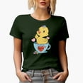 thumbnail image 1 of Hi Chicky, Let's Have Some Spring Tea, Chick in a Cup Art Merch Gift, Military Green T-Shirt, Small, 1 of 5