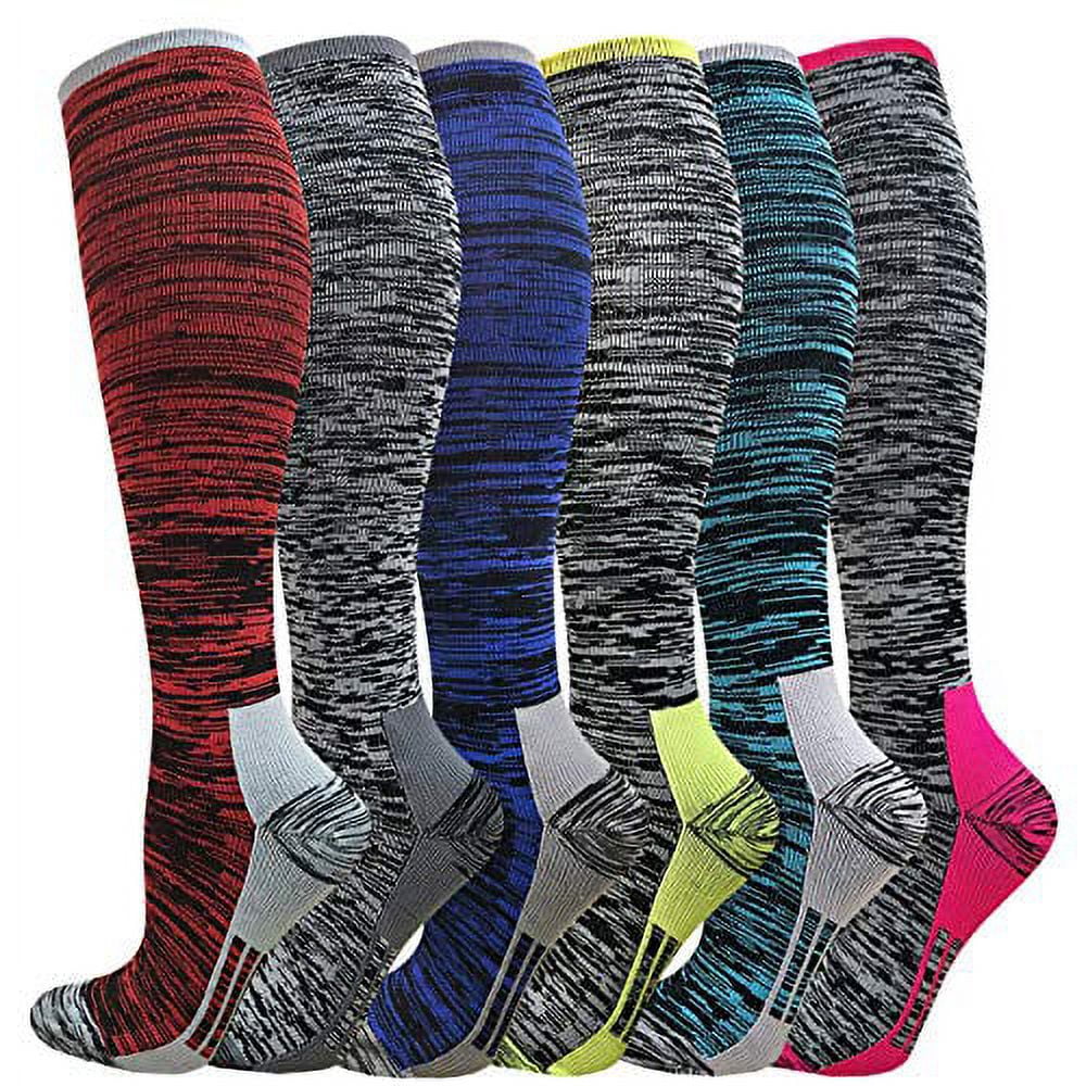 Hi Clasmix Graduated Compression Socks for Women&Men 20-30mmhg Knee High  Sock (Multicoloured 2D, Small/Medium) 