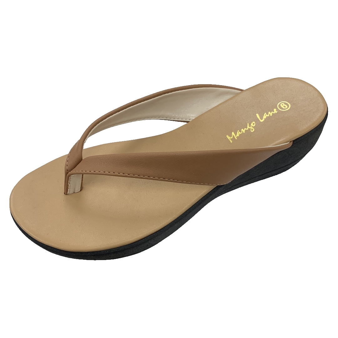 MANGO LANE WOMENS PLATFORM THONG SANDAL C8602 BROWN SIZE 5