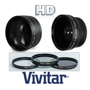 Hi-Def Wide Angle Telephoto and 3-Pc Filter Set For Canon EOS R10 R50 R100 49mm Compatible