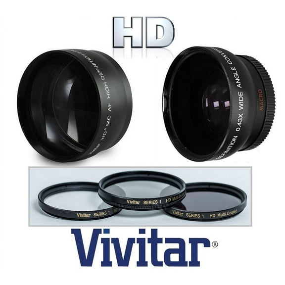 Hi-Def Wide Angle Telephoto and 3-Pc Filter Set For Canon EOS R10 R50 R100 (49mm Compatible)