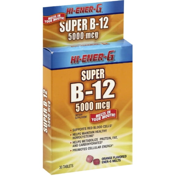 Hi-Ener-G Super B-12 5000 mcg Tablets 30 Tablets (Pack of 3)